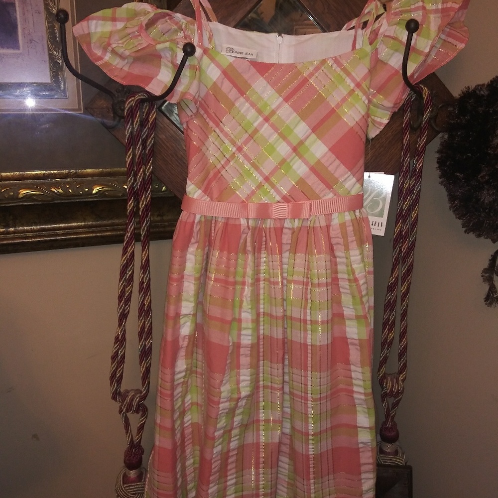 Bnwt bonnie jean cold shoulder w bow sz 12